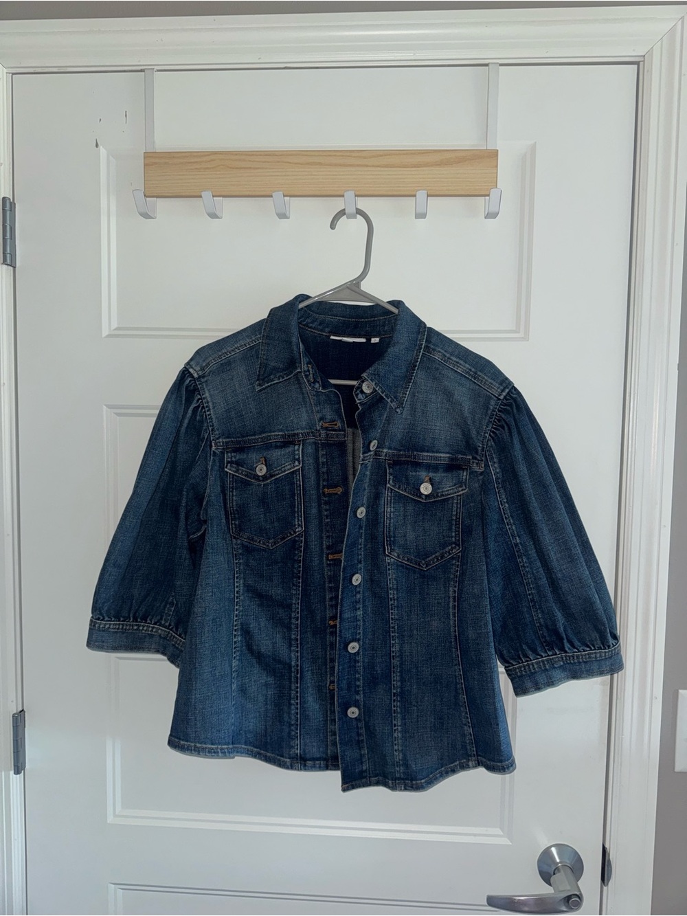 Woman’s Dark Blue Denim Jacket - Classic Button-Front